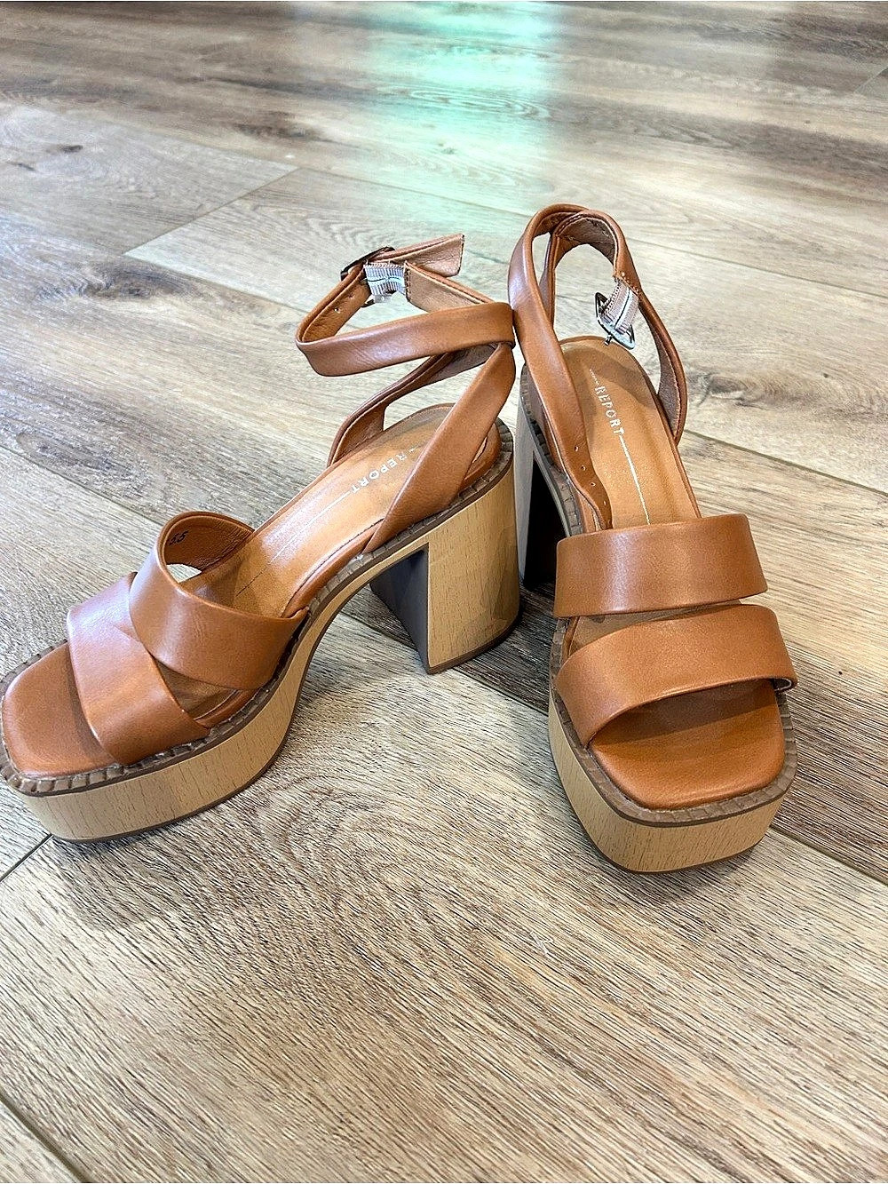 Report Platform Sandals Heels in Carmel Brown US 5.5 worn once